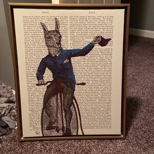 17 x 22 quirky primitive picture brushed gold framed canvas / zero flaws